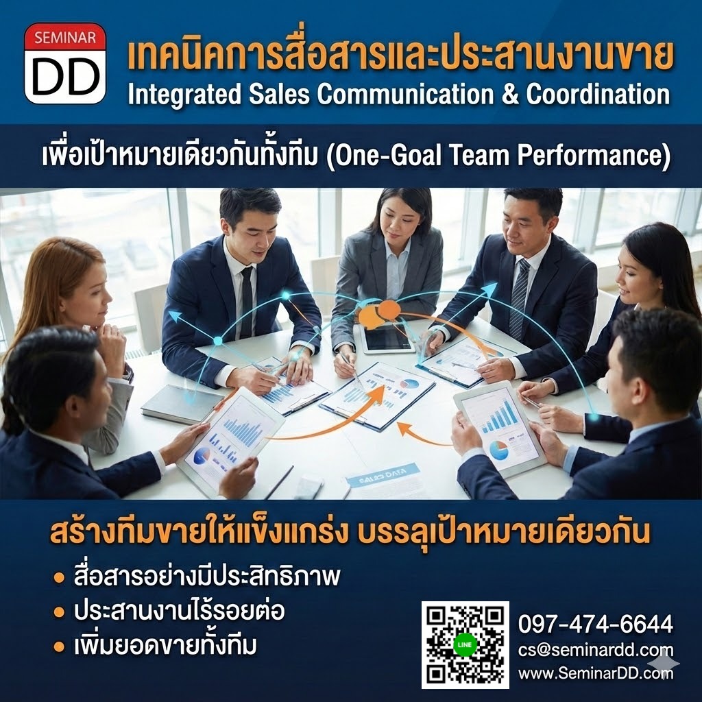 เทคนิคการสื่อสารและประสานงานขายเพื่อเป้าหมายเดียวกันทั้งทีม (Integrated Sales Communication & Coordination for One-Goal Team Performance)