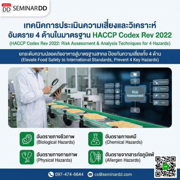 เทคนิคการประเมินความเสี่ยงและวิเคราะห์ ในอันตราย 4 ด้านในมาตรฐาน HACCP Codex Rev 2022