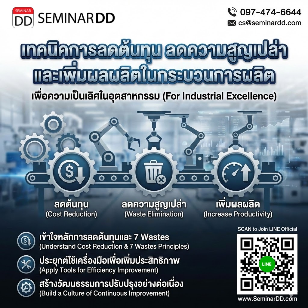 เทคนิคการลดต้นทุน ลดความสูญเปล่า และเพิ่มผลผลิตในกระบวนการผลิต