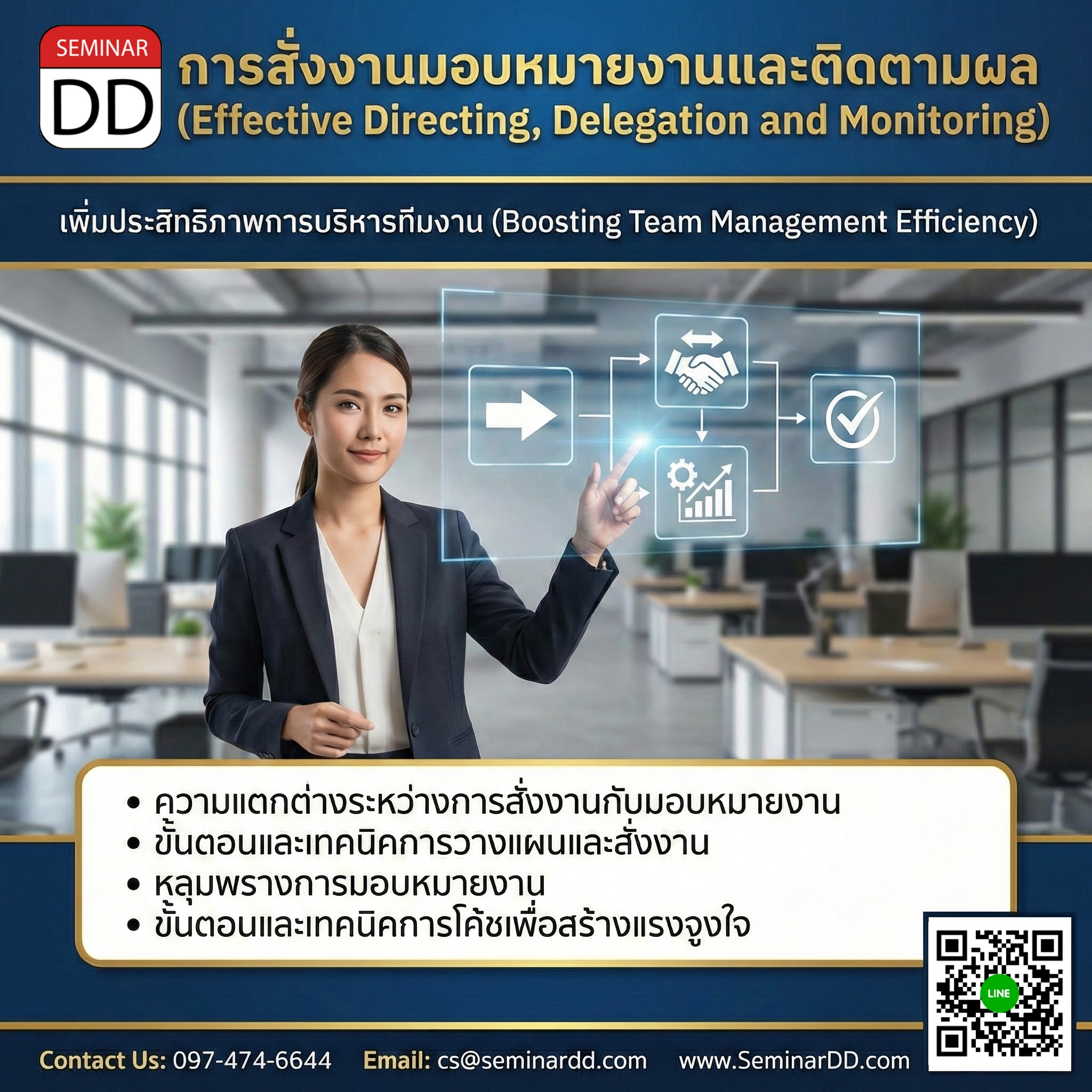 การสั่งงานมอบหมายงานและติดตามผล  (Effective Directing, Delegation and Monitoring)