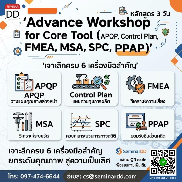 Advance Workshop for Core Tool (APQP, Control Plan, FMEA, MSA, SPC, PPAP)