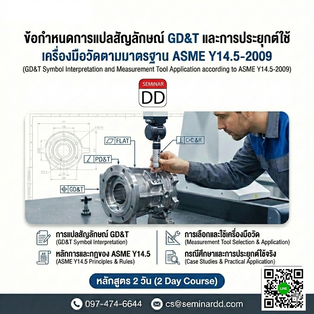 ข้อกำหนดการแปลสัญลักษณ์ GD&T และการประยุกต์ใช้ เครื่องมือวัดตามมาตรฐาน ASME Y14.5-2009