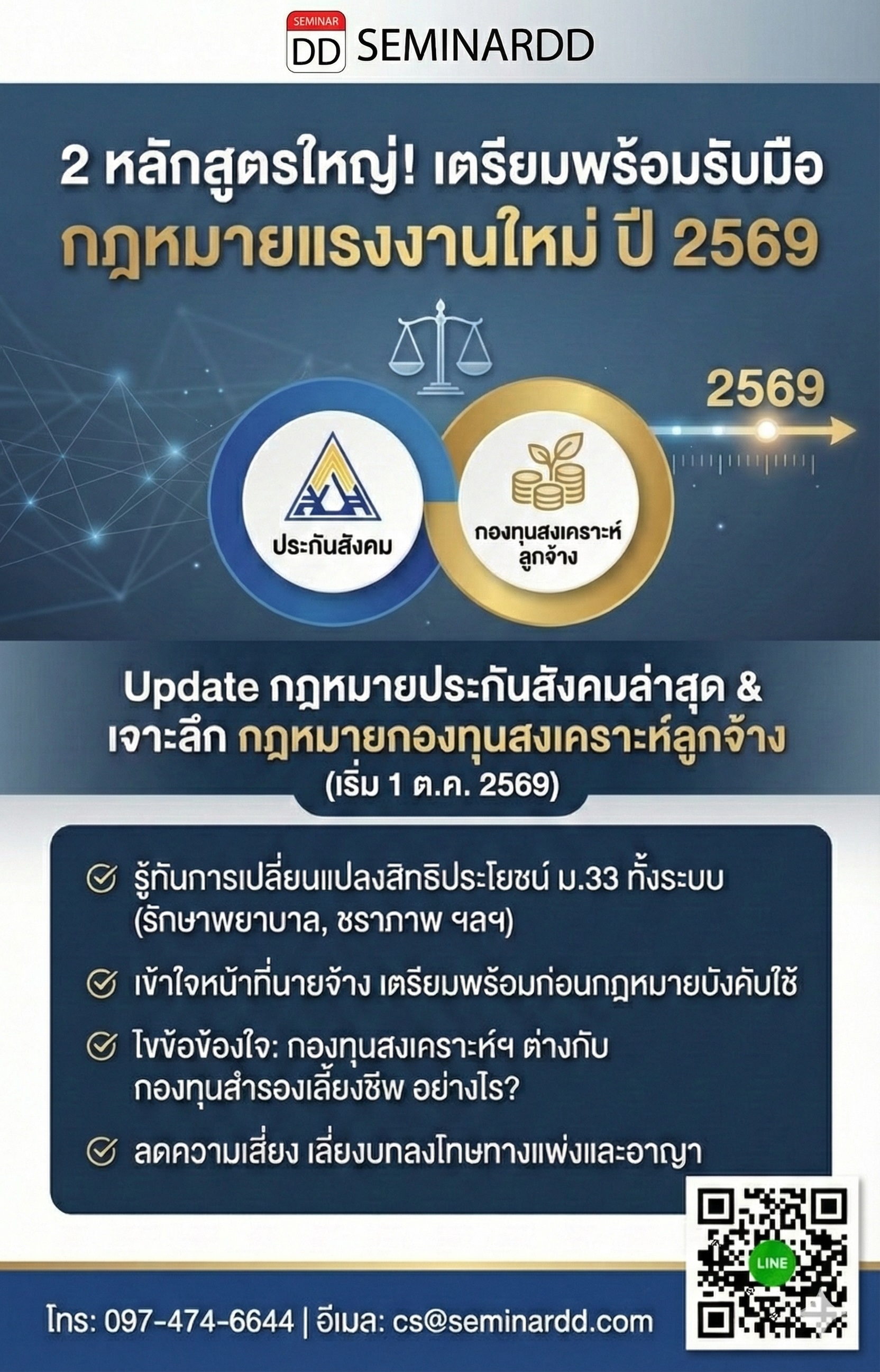 Update กฎหมายประกันสังคมที่มีผลบังคับใช้ล่าสุดปี พ.ศ.2569  และ กฎหมายกองทุนสงเคราะห์ลูกจ้างมีผลบังคับใช้ 1 ตุลาคม 2569 รับมืออย่างไร..?