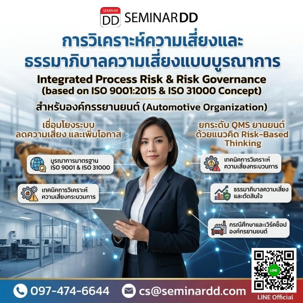 การวิเคราะห์ความเสี่ยงของกระบวนการตามข้อกำหนด ISO 9001:2015 (Process Risk Analysis based on ISO 9001:2015) (Integrated Process Risk & Risk Governance System based on ISO 9001:2015 & ISO 31000 Concept for Automotive Organization)