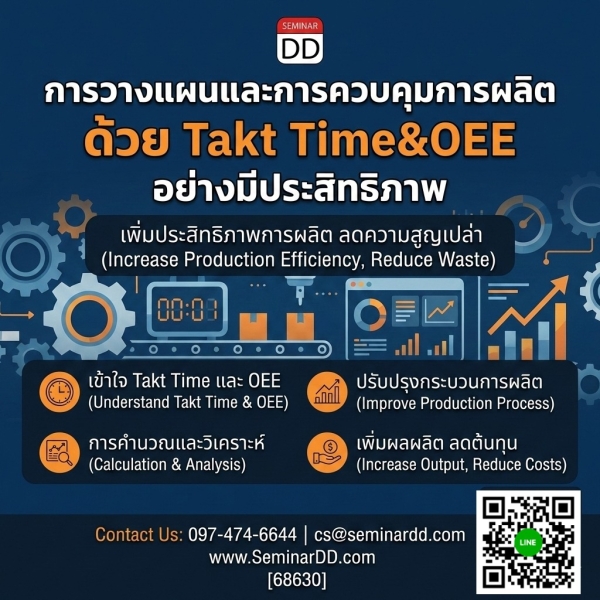 การวางแผนและควบคุมการผลิตเชิงปฏิบัติ ด้วย Takt Time และ OEE เพื่อเพิ่มประสิทธิภาพการผลิต