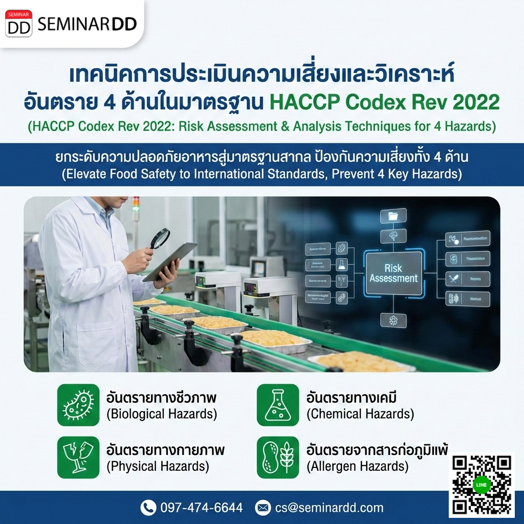 เทคนิคการประเมินความเสี่ยงและวิเคราะห์ ในอันตราย 4 ด้านในมาตรฐาน HACCP Codex Rev 2022